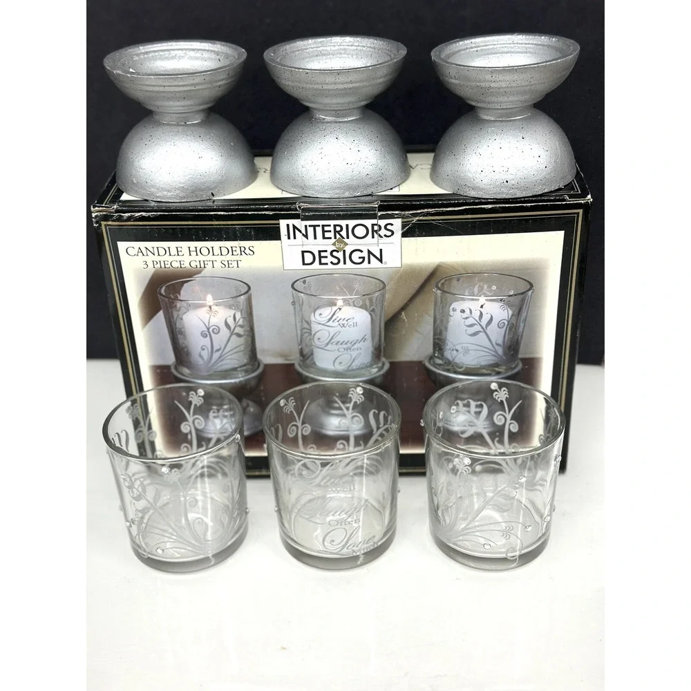 Candle Holders 3 La piece LIVE LAUGH LOVE Gift Set Interiors by Design 2013